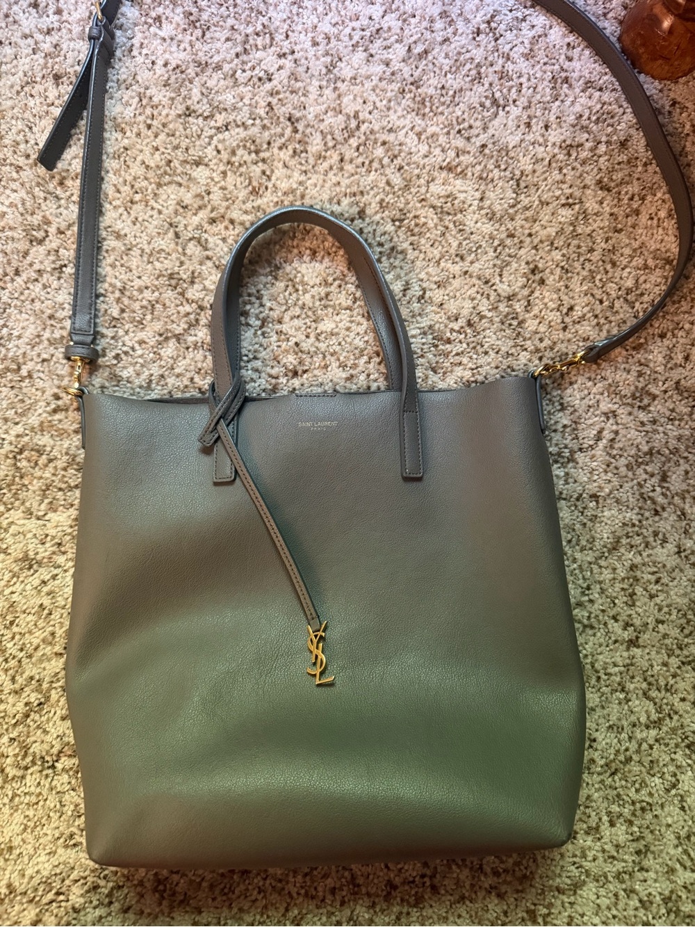 Saint Laurent YSL small Shopping Bag in Earth Grey
